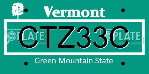 CTZ33C Vermont License Plate