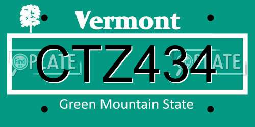 CTZ434 Vermont License Plate