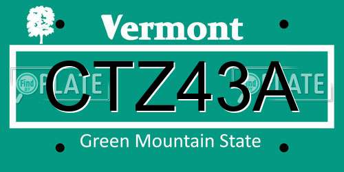 CTZ43A Vermont License Plate