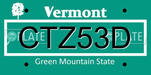CTZ53D Vermont License Plate