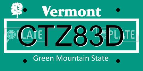 CTZ83D Vermont License Plate