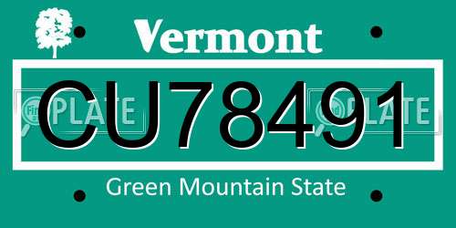 CU78491 Vermont License Plate
