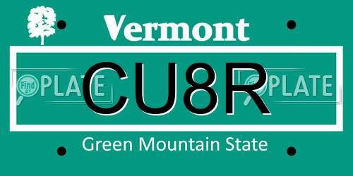 CU8R Vermont License Plate