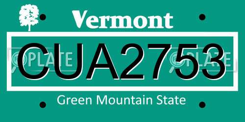 CUA2753 Vermont License Plate