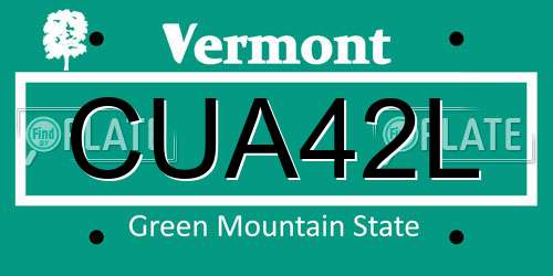 CUA42L Vermont License Plate