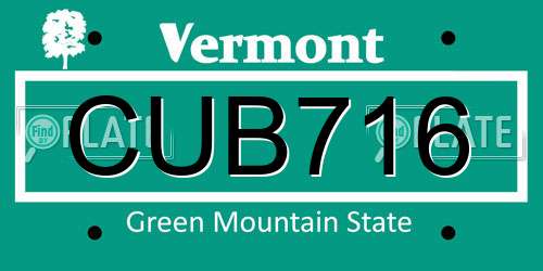 CUB716 Vermont License Plate