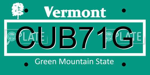 CUB71G Vermont License Plate