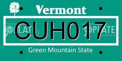 CUH017 Vermont License Plate