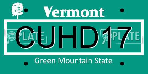CUHD17 Vermont License Plate