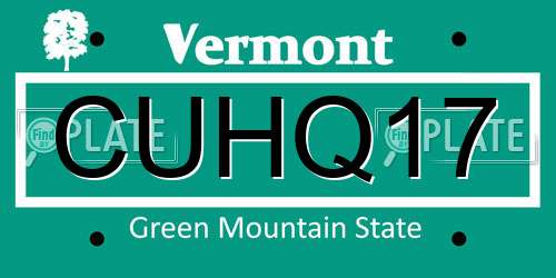 CUHQ17 Vermont License Plate
