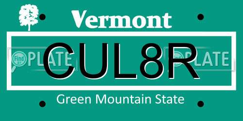 CUL8R Vermont License Plate
