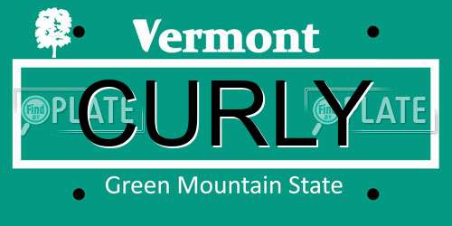 CURLY Vermont License Plate