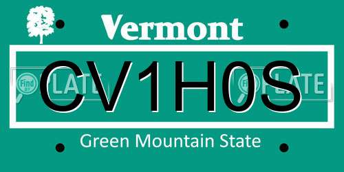 CV1H0S Vermont License Plate