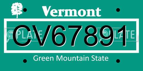 CV67891 Vermont License Plate