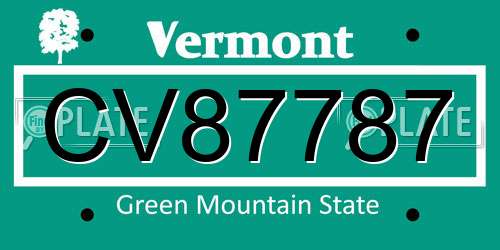 CV87787 Vermont License Plate