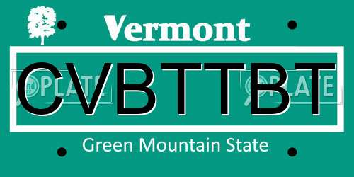 CVBTTBT Vermont License Plate