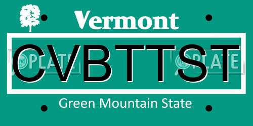 CVBTTST Vermont License Plate