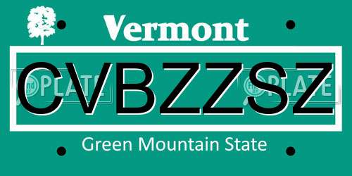 CVBZZSZ Vermont License Plate