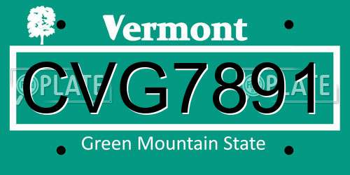 CVG7891 Vermont License Plate