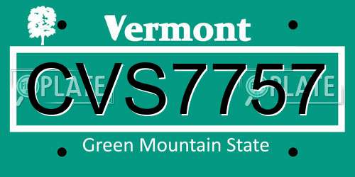CVS7757 Vermont License Plate