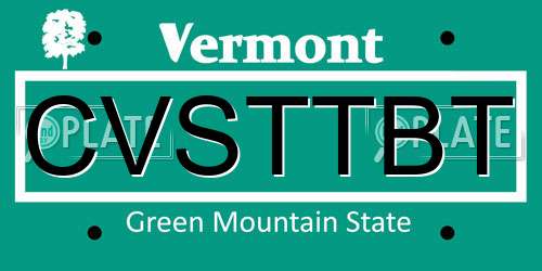 CVSTTBT Vermont License Plate