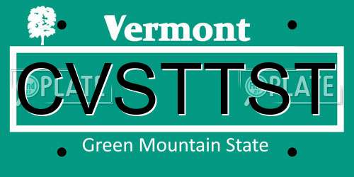 CVSTTST Vermont License Plate