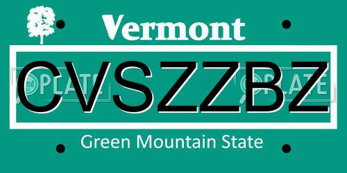 CVSZZBZ Vermont License Plate