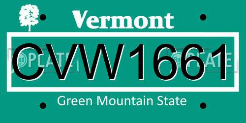 CVW1661 Vermont License Plate