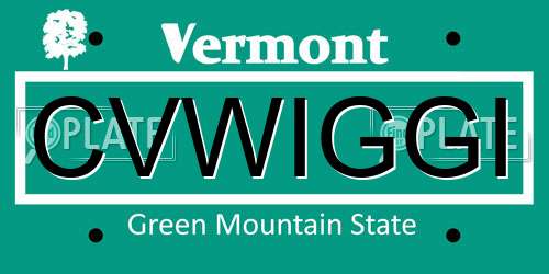 CVWIGGI Vermont License Plate