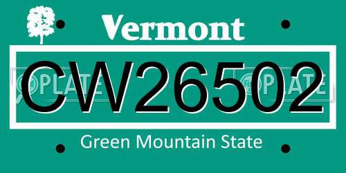 CW26502 Vermont License Plate