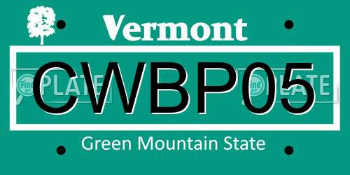 CWBP05 Vermont License Plate