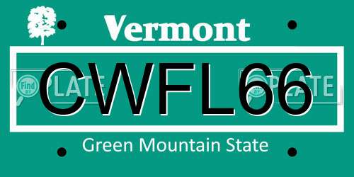 CWFL66 Vermont License Plate