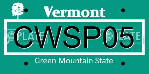 CWSP05 Vermont License Plate