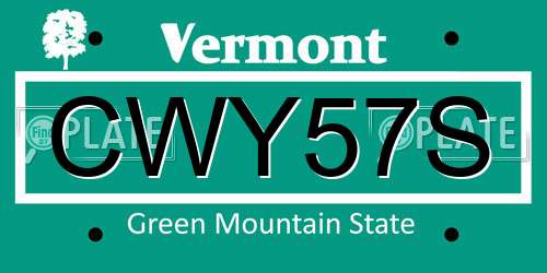 CWY57S Vermont License Plate