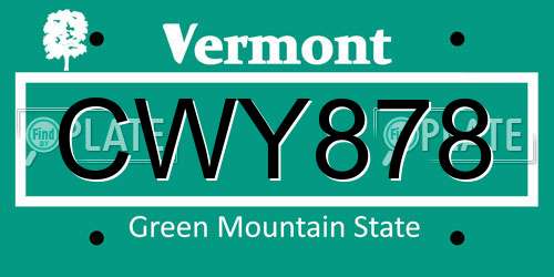 CWY878 Vermont License Plate