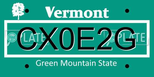 CX0E2G Vermont License Plate