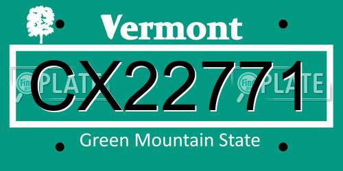 CX22771 Vermont License Plate