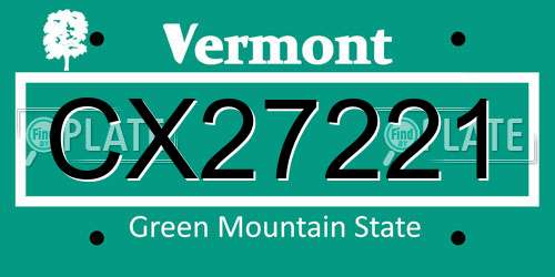 CX27221 Vermont License Plate