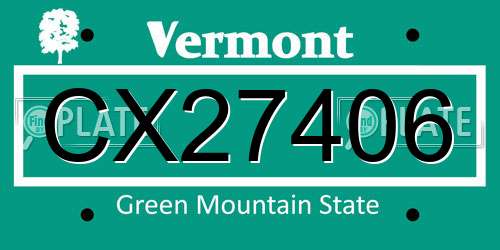 CX27406 Vermont License Plate