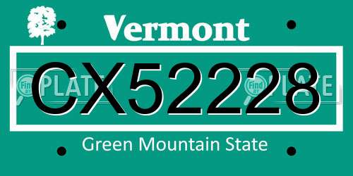CX52228 Vermont License Plate