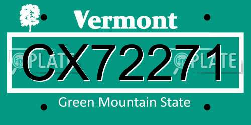 CX72271 Vermont License Plate