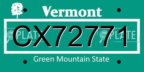 CX72771 Vermont License Plate