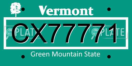 CX77771 Vermont License Plate