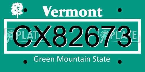 CX82673 Vermont License Plate