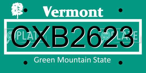 CXB2623 Vermont License Plate