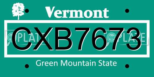 CXB7673 Vermont License Plate