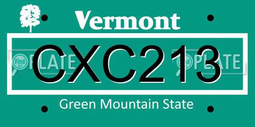 CXC213 Vermont License Plate