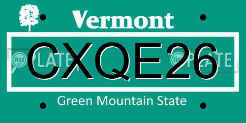 CXQE26 Vermont License Plate