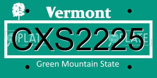 CXS2225 Vermont License Plate