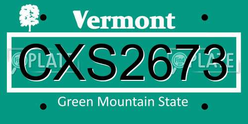 CXS2673 Vermont License Plate